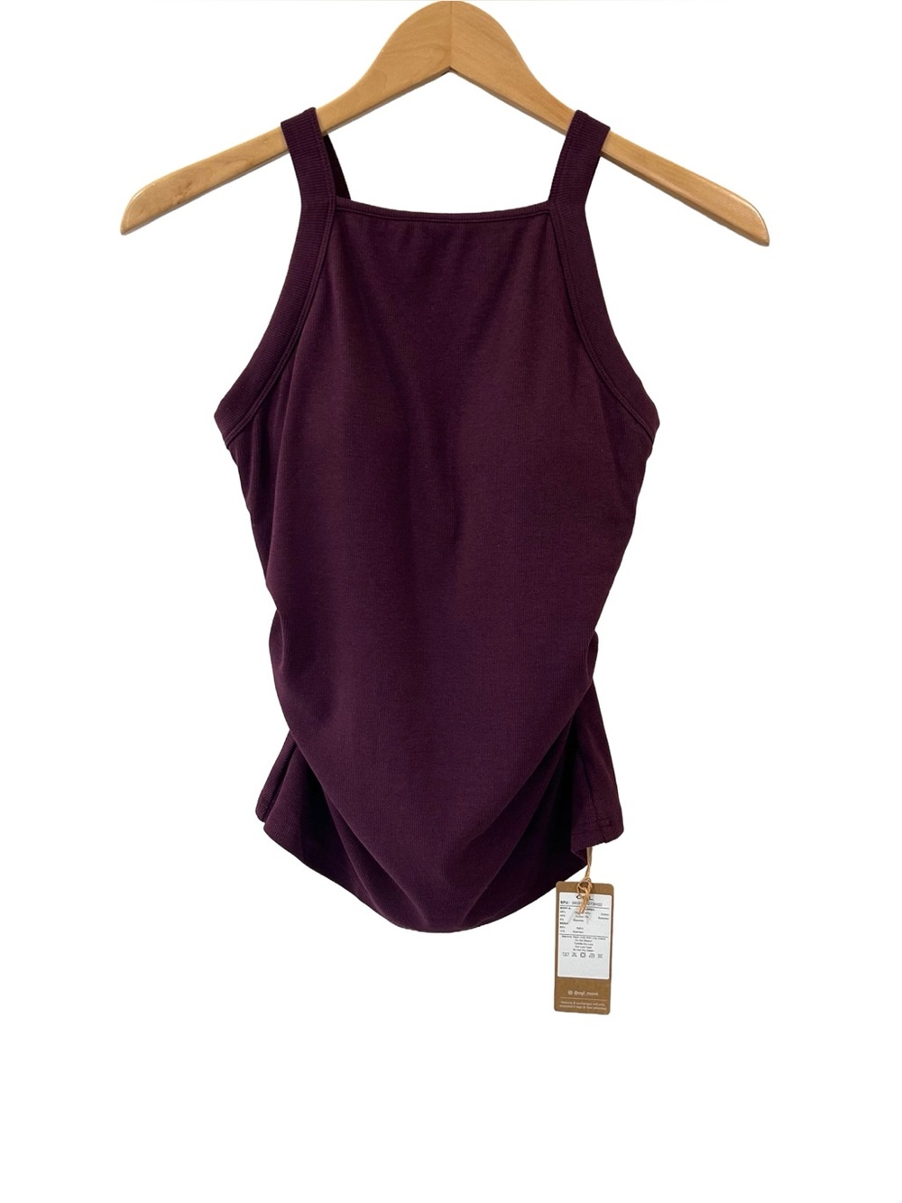 OGL Plantive Chic Square Neck Ruched Ribbed Bra Tank M fig Brami NWT